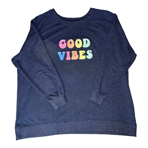 WILDFOX Blue Graphic “Good Vibes” Sweatshirt Size XXL - Picture 1 of 12